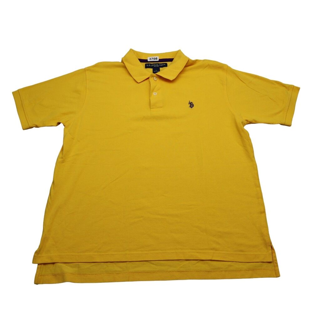 US Polo Assn Shirt Mens Large L Yellow Casual Camp Rugby Pony Logo